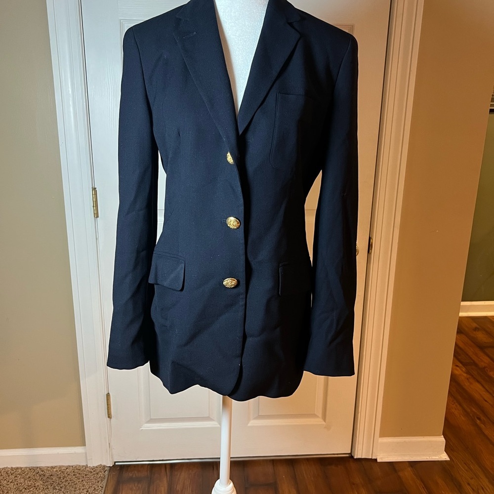 Lauren Ralph Lauren Women’s Blazer Jacket Navy Blue 4 Classic Tailored Wool